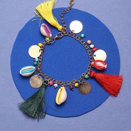 Sangria Gold-Plated Artificial Stone Studded Vilandi Anklet-12