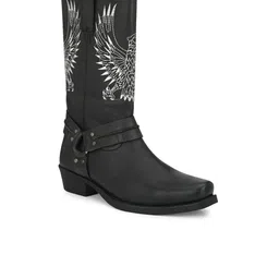 Delize Men Black Leather High-Top Flat Boots-image-20