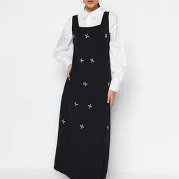 Trendyol Embellished Cuffed Sleeves Pinafore Maxi Dress-picture-53