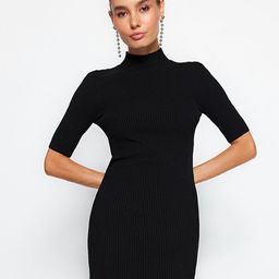 Trendyol Self Design High Neck Acrylic Bodycon Dress-picture-27
