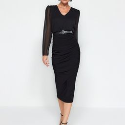 Trendyol Puff Sleeve Bodycon Midi Dress-picture-5