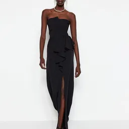 Trendyol Strapless Ruffled Maxi Dress-image-5