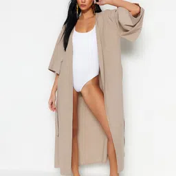Trendyol Three-Quarter Sleeves Maxi Length Tie Up Robe-image-17