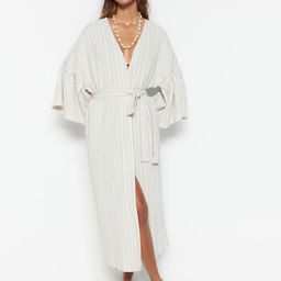 Trendyol Striped V-Neck Swimwear Cover Up Dress-picture-24