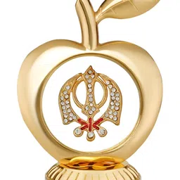 INTERNATIONAL GIFT Gold-Toned Apple Shaped Sikh Religious Symbol Brass Idol Showpiece-image-4