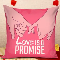 TIED RIBBONS Pink & White Printed Cushion Cover With Filler Gift-image-51