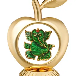 INTERNATIONAL GIFT Gold-Toned Textured Apple Shaped Ganesh Idol Brass Home Gift Sets-10