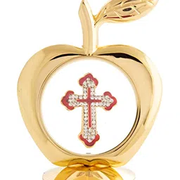 INTERNATIONAL GIFT Gold-Toned Jesus In Apple Shaped Idol Car Dashboard Showpiece-image-87