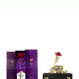 INTERNATIONAL GIFT Gold Toned & Red Rose & Photo Frame 2 Pieces Home Gift Sets-image-93