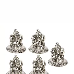 INTERNATIONAL GIFT Silver Toned Pagdi Ganesh Idol Home Gift Set-image-25