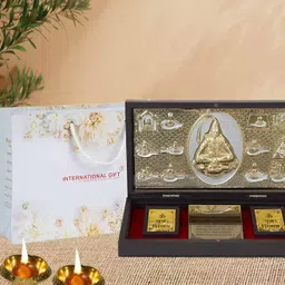 INTERNATIONAL GIFT 24 KT Gold-Plated Lord Mahadev God Idol With Charan Paduka Gift Set-image-69
