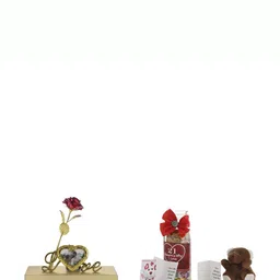 INTERNATIONAL GIFT Silver Tone& Brown 3Pcs Red With Love Shape Stand & Greeting Card-image-11