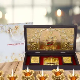 INTERNATIONAL GIFT Brown & Gold Toned Durga Maa With Charan Paduka & Diya Set-picture-31