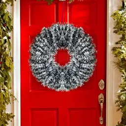 TIED RIBBONS White & Black Round Christmas Decoration Wreath Wall Decor Door Hanging-11