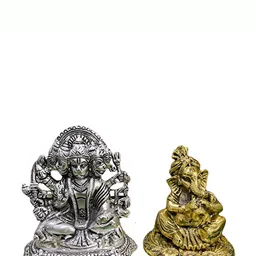 INTERNATIONAL GIFT Gold Toned & Silver Toned 5 Mukhi Hanuman & Ganesha Idol Home Gift Sets-image-73