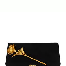 INTERNATIONAL GIFT Gold Toned Textured Rose Flower With Leaf-image-40