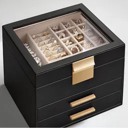KriShyam Black 5 Layers Wardrobe Jewellery Organiser With 2 Drawers-55