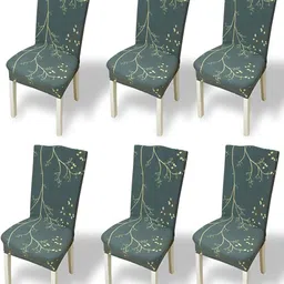 KriShyam Green & Yellow 6 Pieces Printed Chair Covers-18