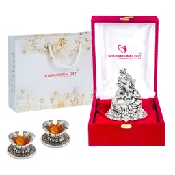 INTERNATIONAL GIFT Ganesh Idol With Shehanais With Diya Set-image-83