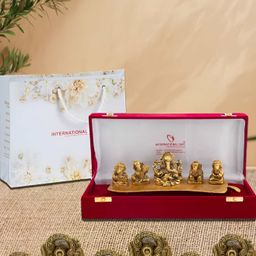 INTERNATIONAL GIFT Ganesh God Idol Statue With Om Diya-image-85
