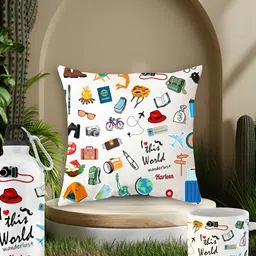 ARTBUG 3-Pcs White & Red Harleen Name Printed Mug, Sipper Bottle & Cushion Gift Sets-9