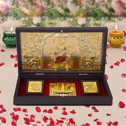INTERNATIONAL GIFT Gold Toned Durga Maa Idol With Charan Paduka Gift Set-image-42