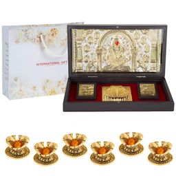 INTERNATIONAL GIFT Gold Ganesh God Idol & 6 Pieces Diyas Home Gift Set-image-107