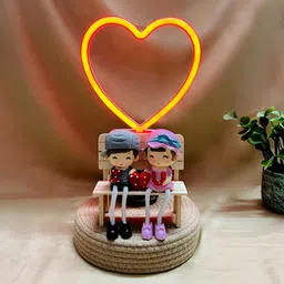 Giftii Blue & Pink Love Bench Couple & Heart Neon Lamp Figurine Showpieces-image-34