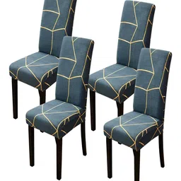 KriShyam Green & Yellow 4 Pieces Printed Chair Covers-picture-2