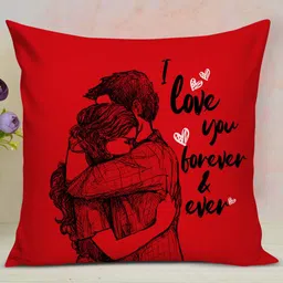 TIED RIBBONS Red Valentine Day Special Gift Red Printed Cushion With Cushion Cover-32