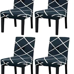 KriShyam Green & White 4 Pieces Printed Chair Covers-9