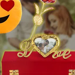 INTERNATIONAL GIFT Red Rose Flower Photo Frame Stand Gift Set-image-74