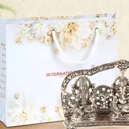 INTERNATIONAL GIFT Grey Laxmi Ganesh Saraswati Idol With Velvet Box Gift Set-13