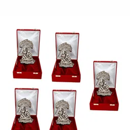 INTERNATIONAL GIFT Silver Toned Brass Radha Krishna Tree Idol Gift Set-5