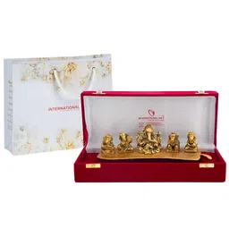 INTERNATIONAL GIFT Gold Silver-Plated Musical Ganesh God Idol Statue-image-51