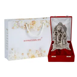 INTERNATIONAL GIFT Silver-Plated Radha Krishna Chowki God Brass Idol Showpiece-image-75