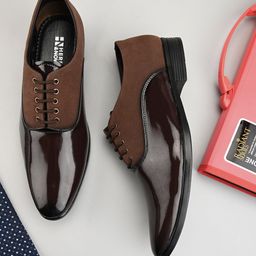 HERE&NOW Men Textured Formal Oxfords Shoes-image-35