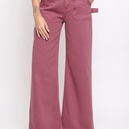 TALES & STORIES Women Wide Leg Mid-Rise Coloured Shade Clean Look Denim Stretchable Jeans-image-22