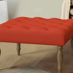 Chumbak Cooral Red-Colored Printed Square Ottomans-41