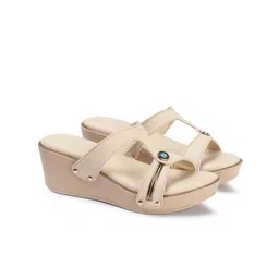 Mast & Harbour Cream Coloured Open Toe Wedge Heels image 3
