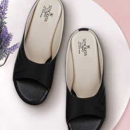 Liberty Women Black Wedge Peep Toes-30