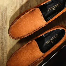 LOUIS STITCH Men Textured Lightweight Suede Leather Penny Driving Shoes-30