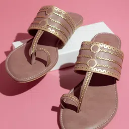 Inc 5 Women Peach Pink Embellished Ethnic One Toe Flats-44