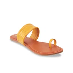 WALKWAY by Metro Women Yellow Textured One Toe Flats-image-80