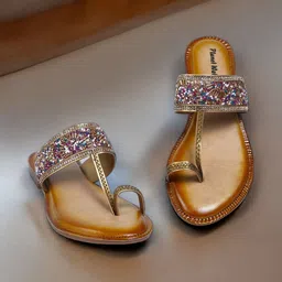 PLANET WALK Women  Embellished Party One Toe Flats-53