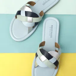 Tokyo Talkies Women Turquoise Blue Colourblocked One Toe Flats-image-58