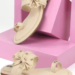 FAUSTO Bow Embellished One Toe Flats-29