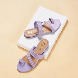 People Women Lavender Solid PU One Toe Flats-image-67