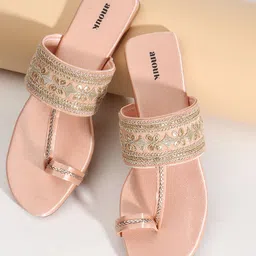 Anouk Embroidered Open Toe Flats-54