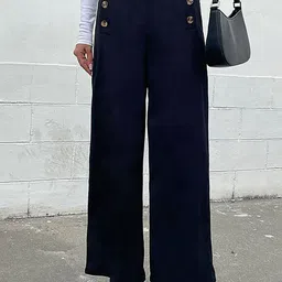 StyleCast Women Black Loose Fit High-Rise Parallel Trousers-image-22